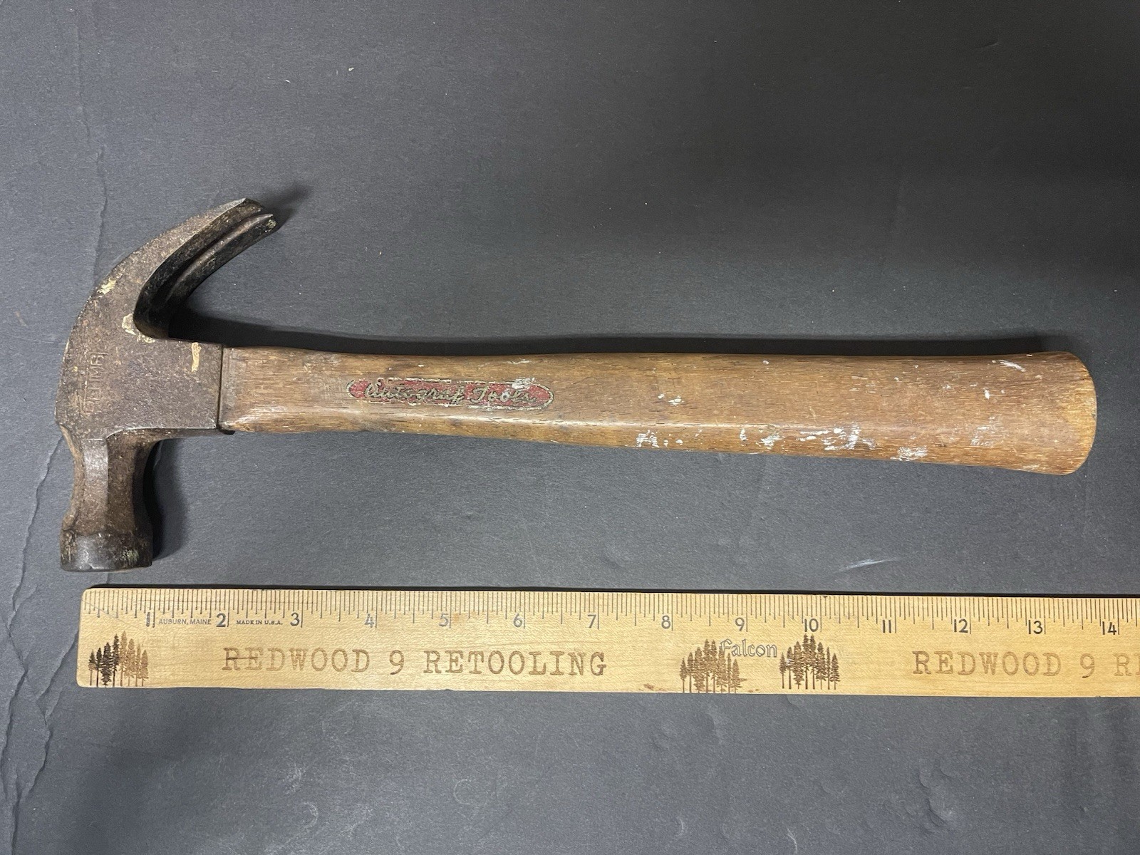 Vintage Plumb Autograph 13 Oz Curved Claw Hammer Original Handle And Sticker USA
