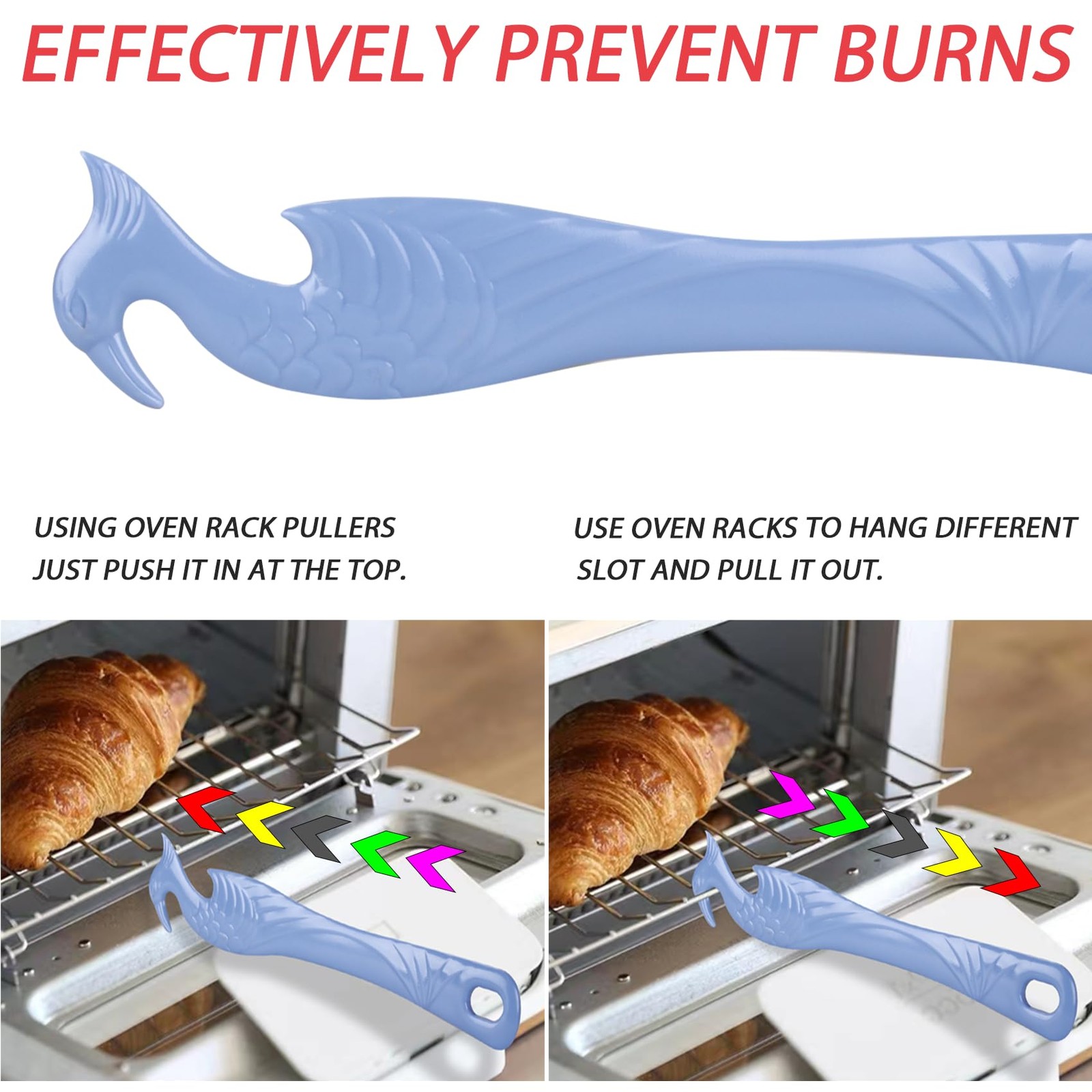 Oven Rack Push Pull Tool 2-Pack 11 Inch - Longer Handle Suitable for Toaster ...