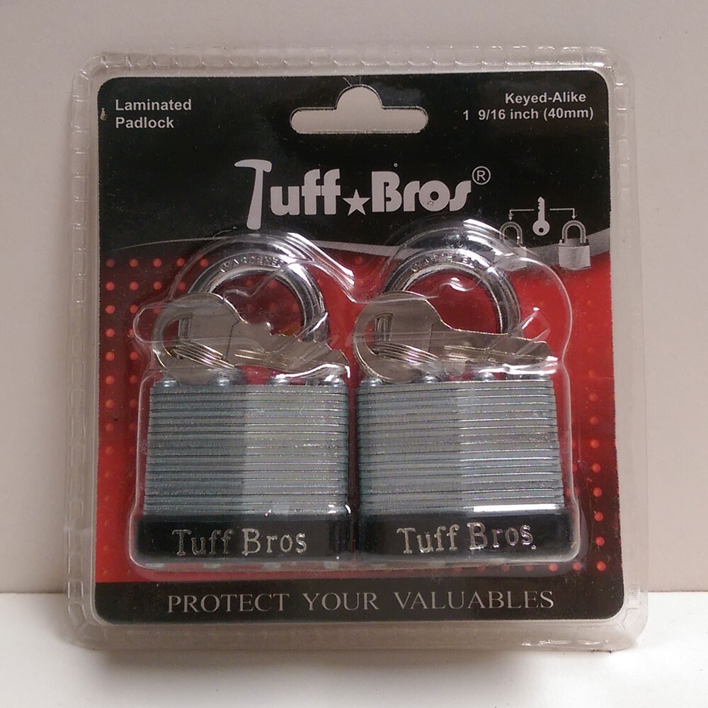 Tuff Bros 2-pack Laminated Padlock Keyed Alike 40 mm Set NEW