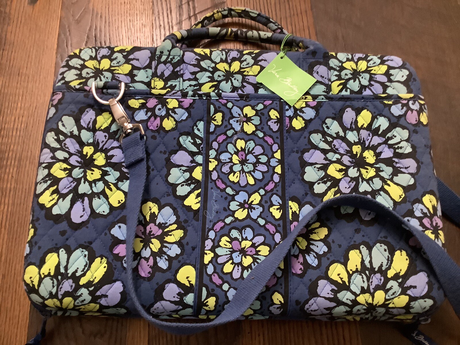 Vera Bradley Laptop Portfolio 12”x17” Indigo Pop W Strap
