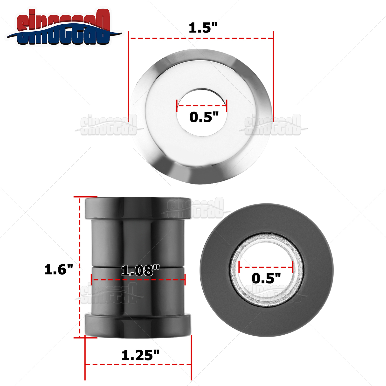 Black Polyurethane Handlebar Riser Bushings for Harley-Davidson 1973-UP Big Twin