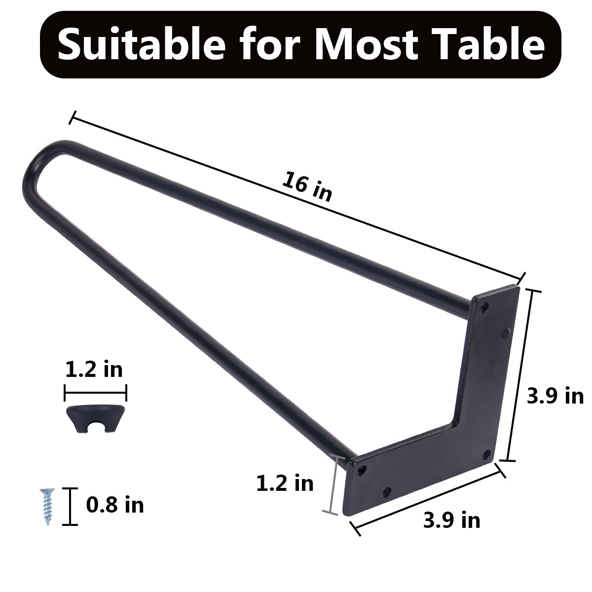 6'' 16'' 28'' Coffee Table Metal Hairpin Legs Solid Iron Bar Black Set of 4 USA