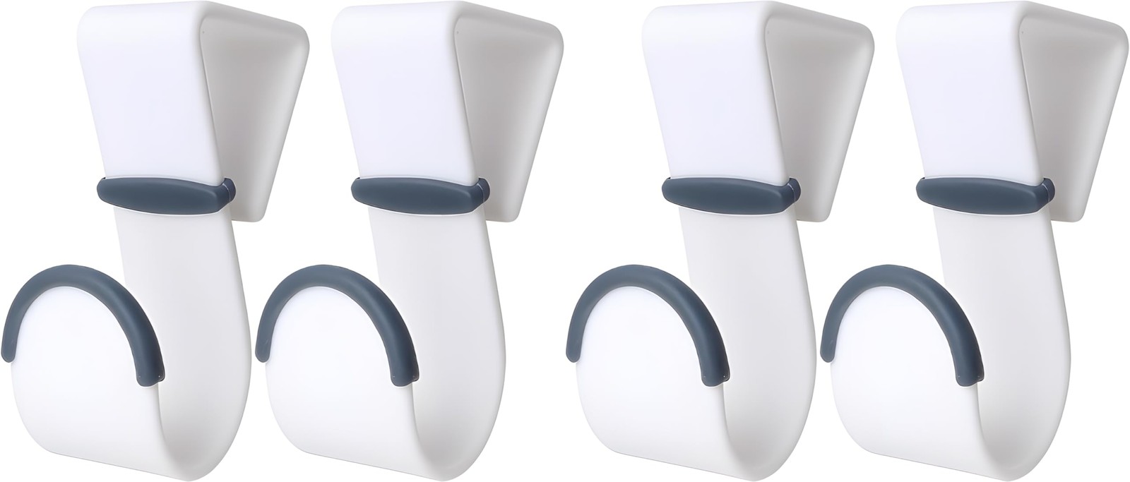 Bexter 4-Pack Over-Door Hooks – Heavy-Duty Plastic with Non-Slip Rubber White