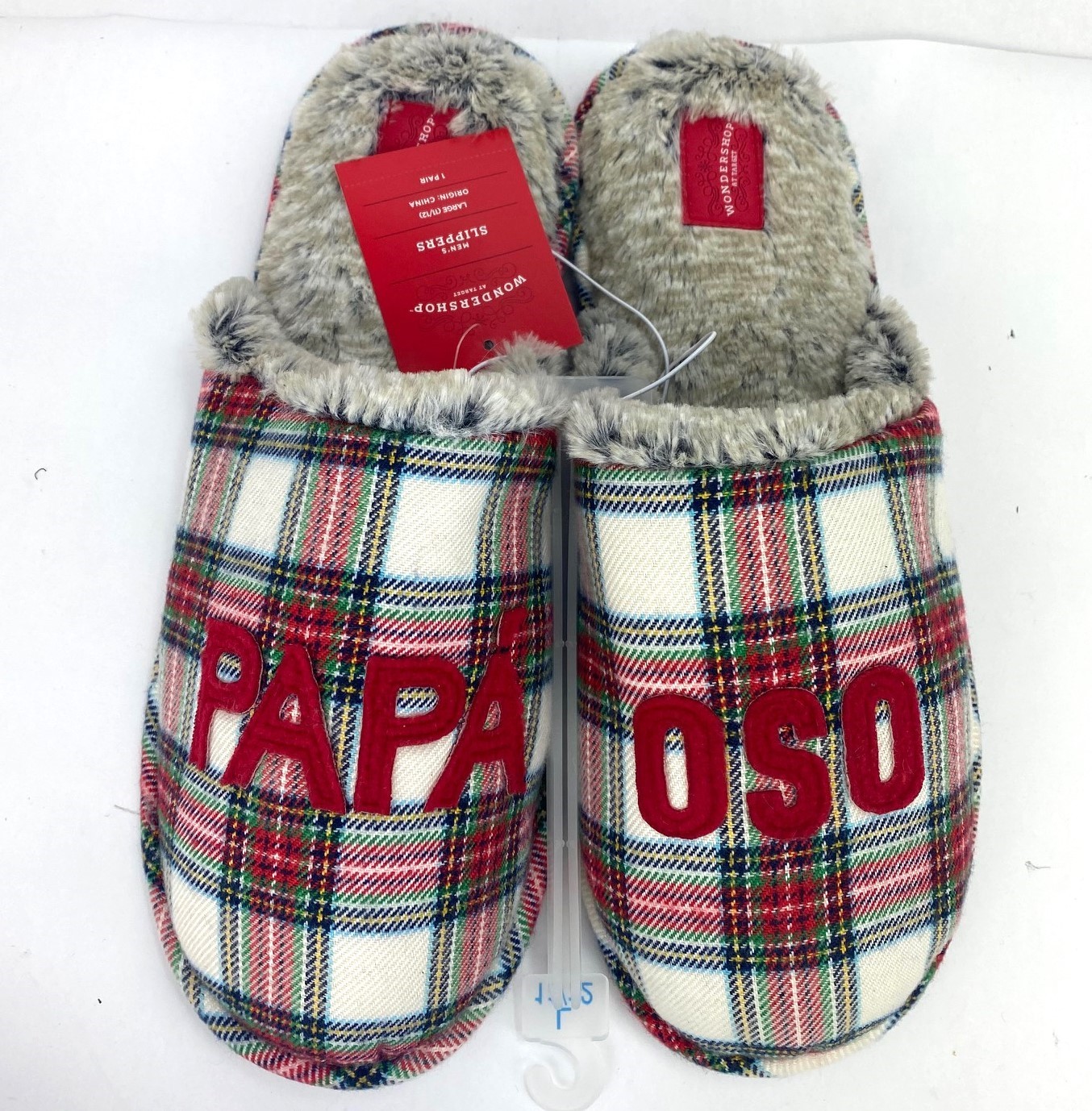 Men's Papa OSO Plaid Slide Slippers - Wondershop L (11-12)