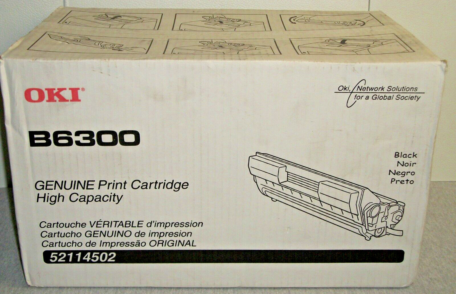 Genuine OKI B6300 High Capacity Black Print Cartridge 52114502 ~ Sealed in Box