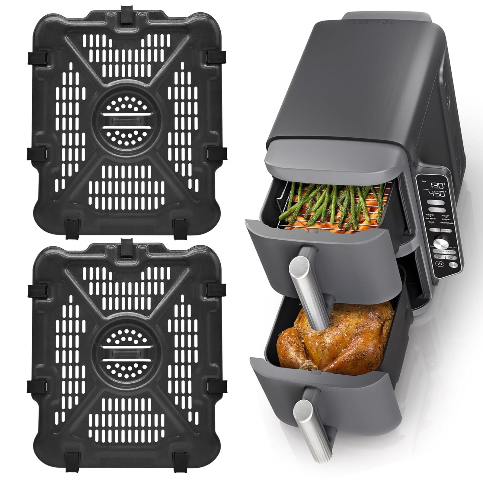 GWYXC Air Fryer Replacement Parts 8.15'' x 7.0'' Tray for SL401 SL451, Black