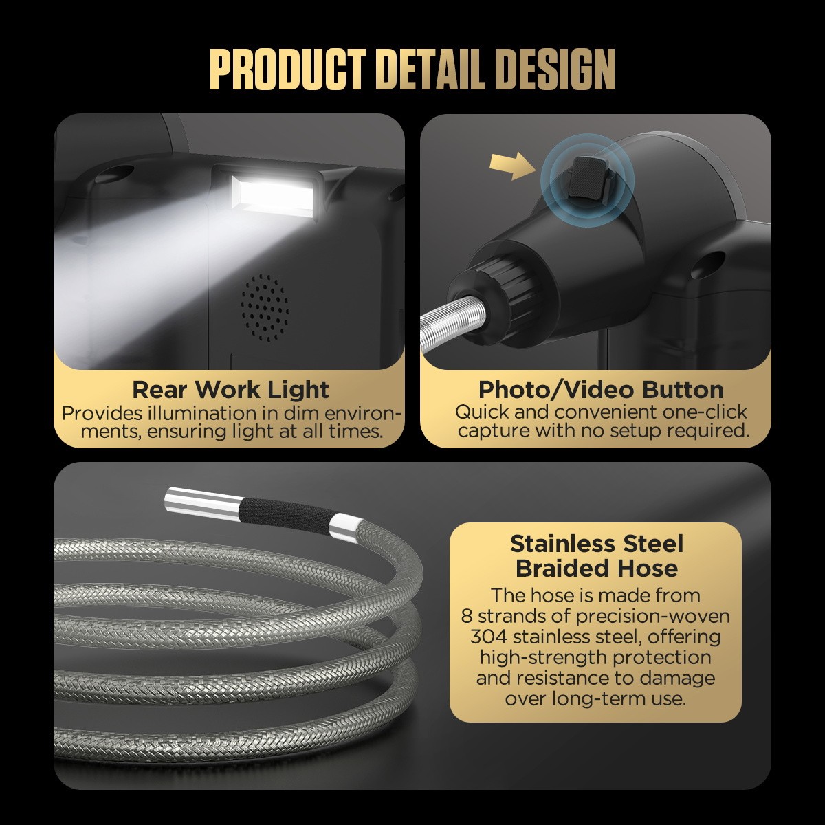 AUTOOL SVB408 Endoscope Camera Articulating Borescope Inspection Camera 3.9mm