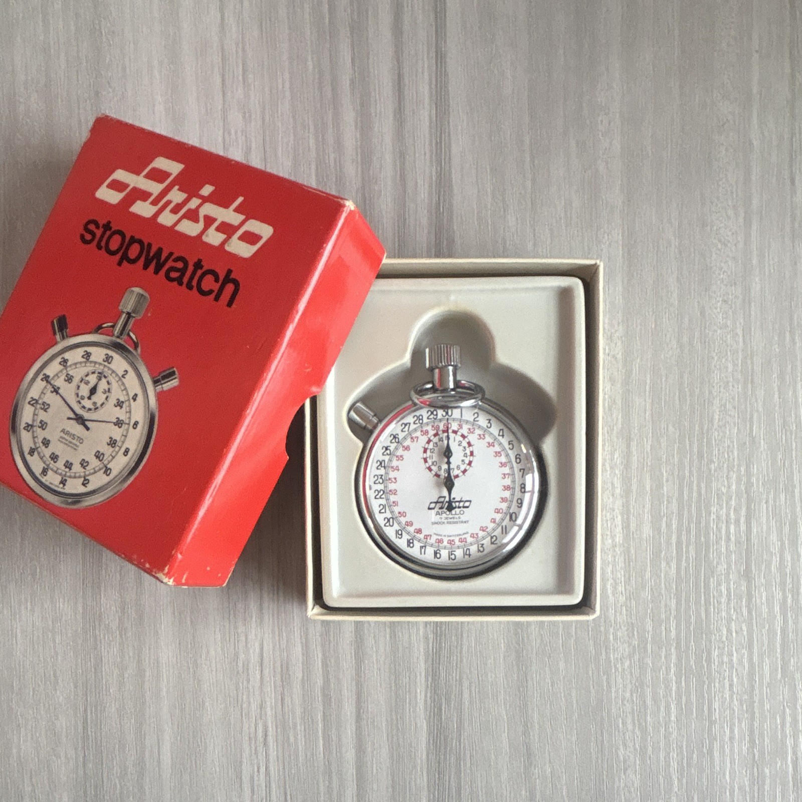 Aristo Apollo Silver Stopwatch Time Measurement with Original Red Box
