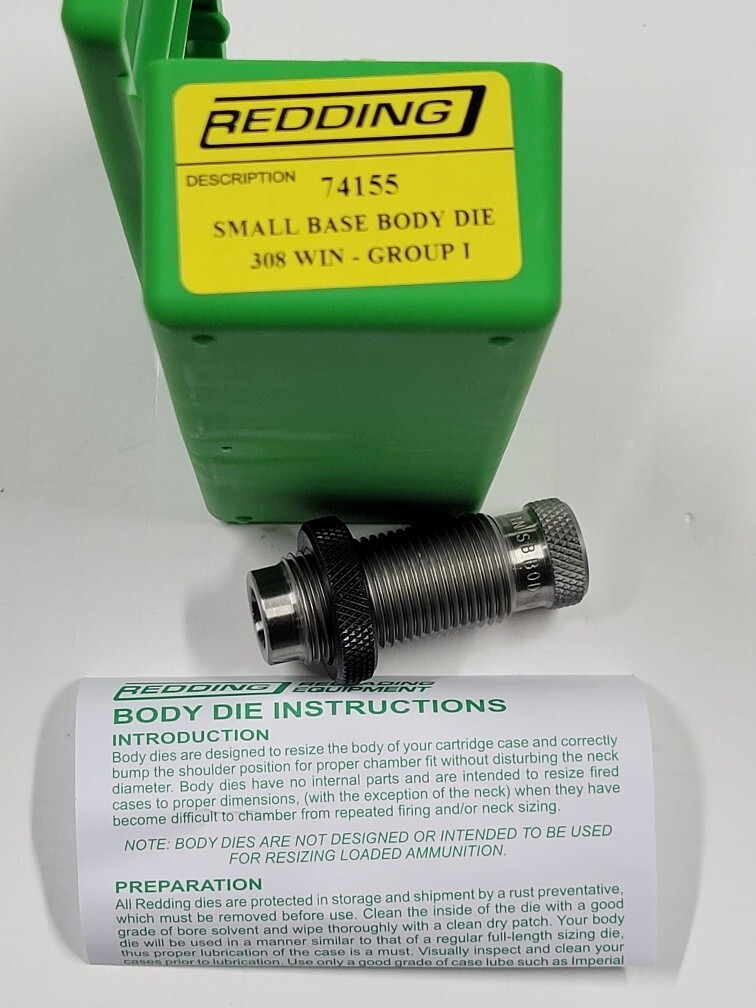 74155 REDDING SMALL BASE BODY SIZING DIE - 308 WINCHESTER - BRAND NEW
