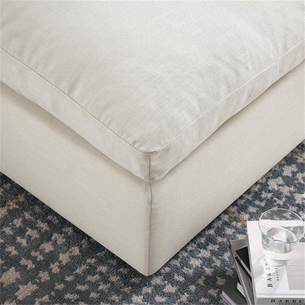 Modway Commix Modern Down Filled Overstuffed Fabric Ottoman in Light Beige
