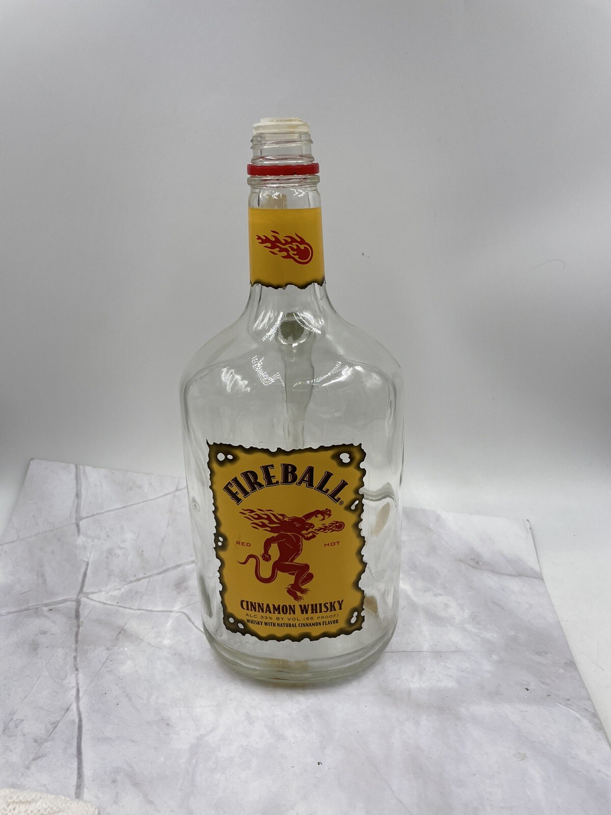 FIREBALL CINNAMON WHISKEY Glass Bottle Handle  Jug 1.75 LITER No Lid Empty