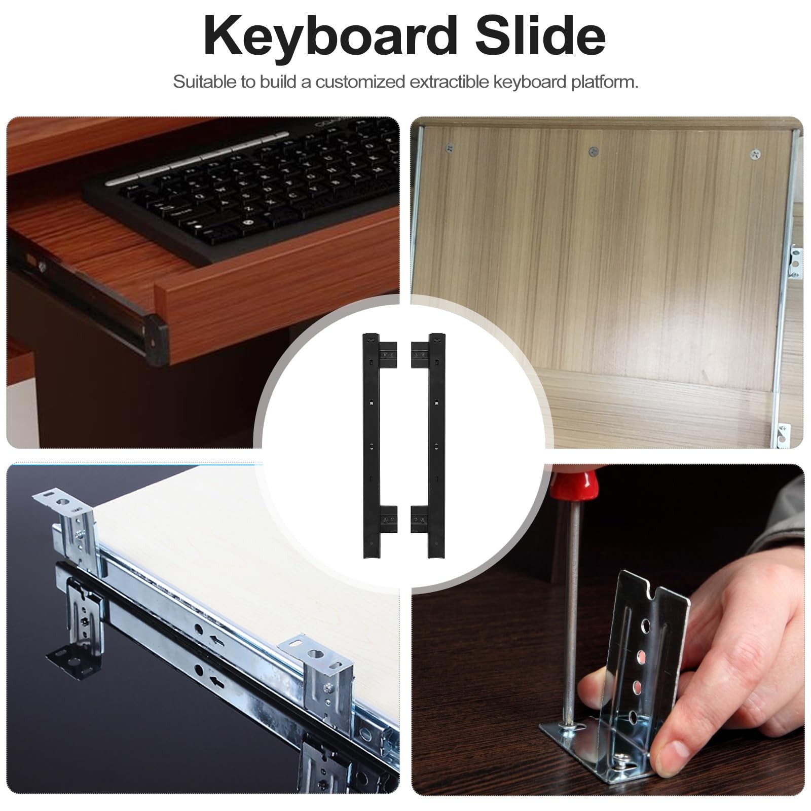 Under Desk Keyboard Tray Slide Adjustable Computer Keyboard Rail