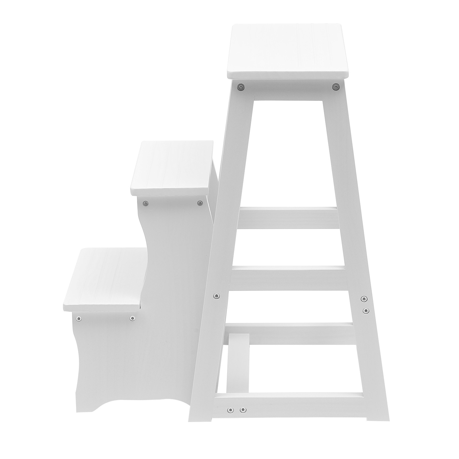 White Ladder Chair 3-Levels Multifunctional Step Stool Foldable 120kg-Max. Load
