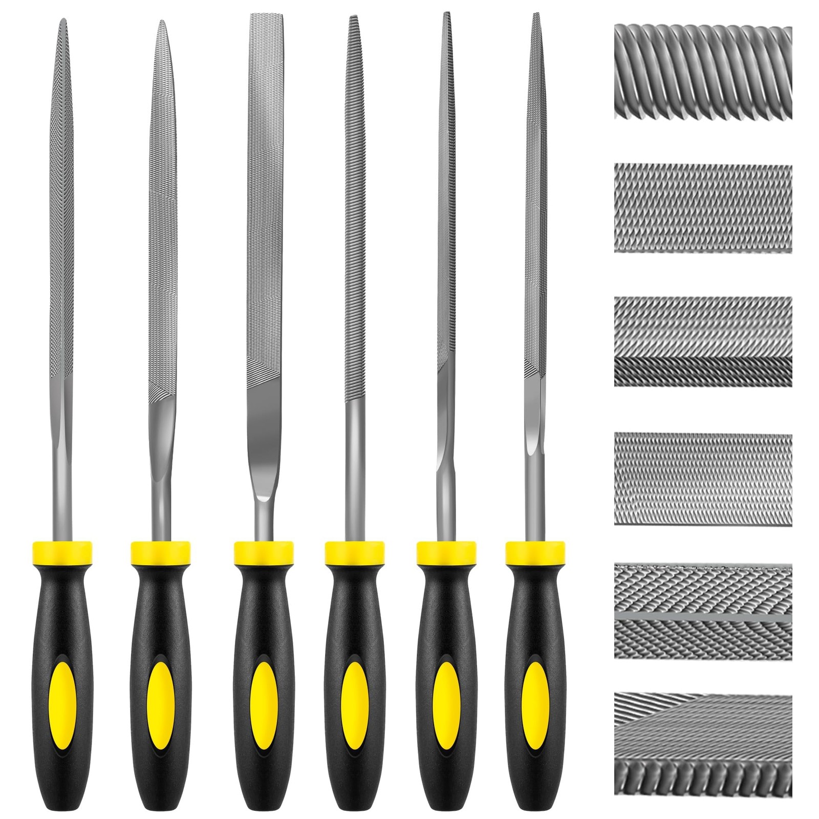 6 Piece Metal Needle File Set - 4-Inch,Carbon Steel Files for Metal, Wood