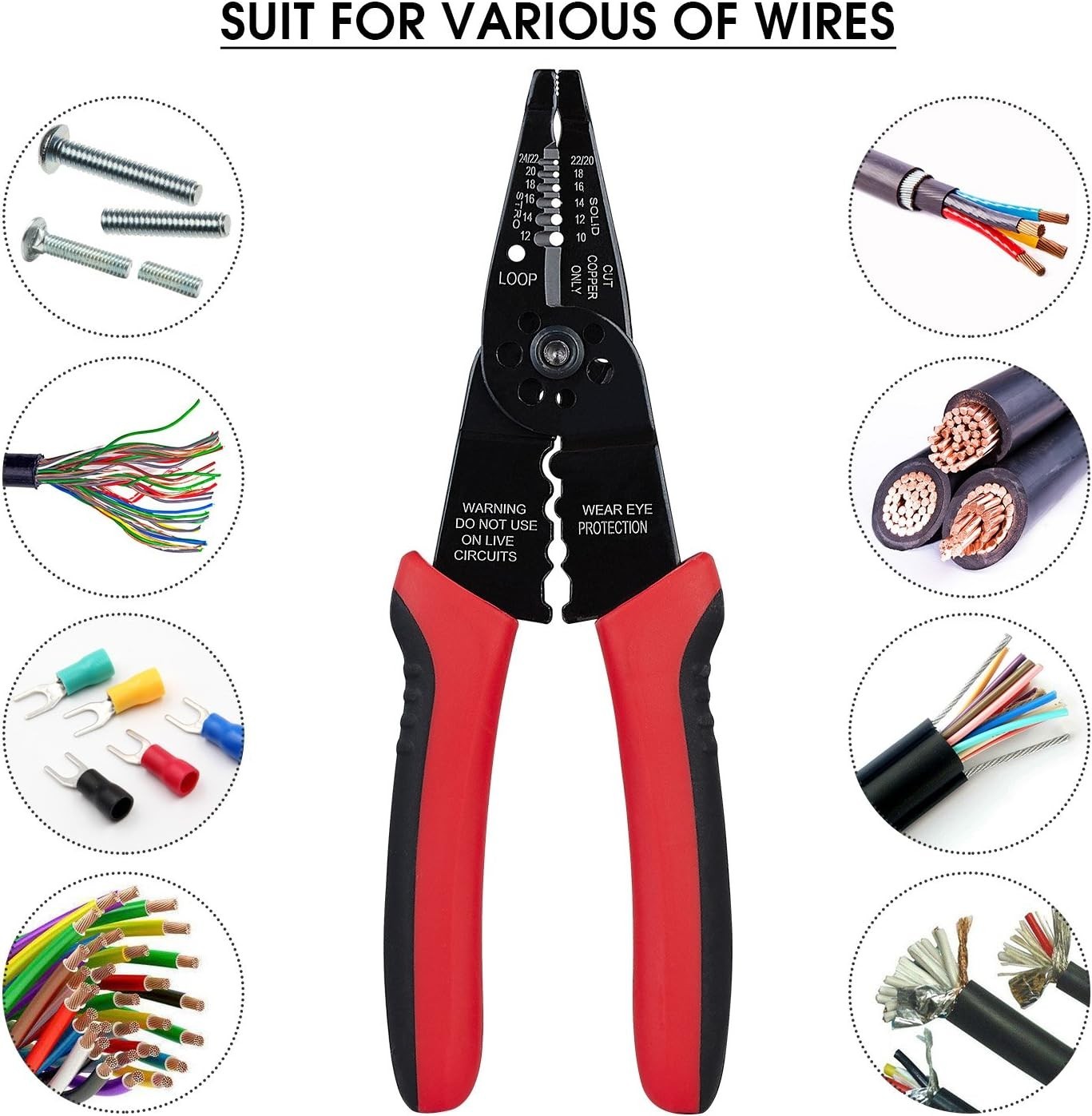 Professional 8-Inch Multi-Function Wire Stripper and Crimping Tool - Durable