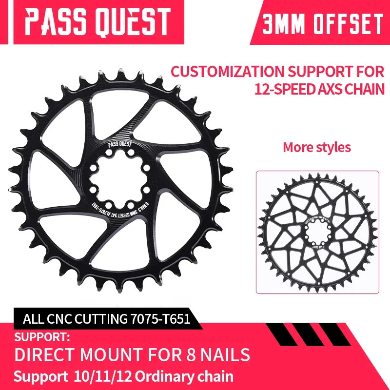 3mm Offest Direct Mount Chainring for 8 Bolt 12 Speed Narrow Wide Chainwheel