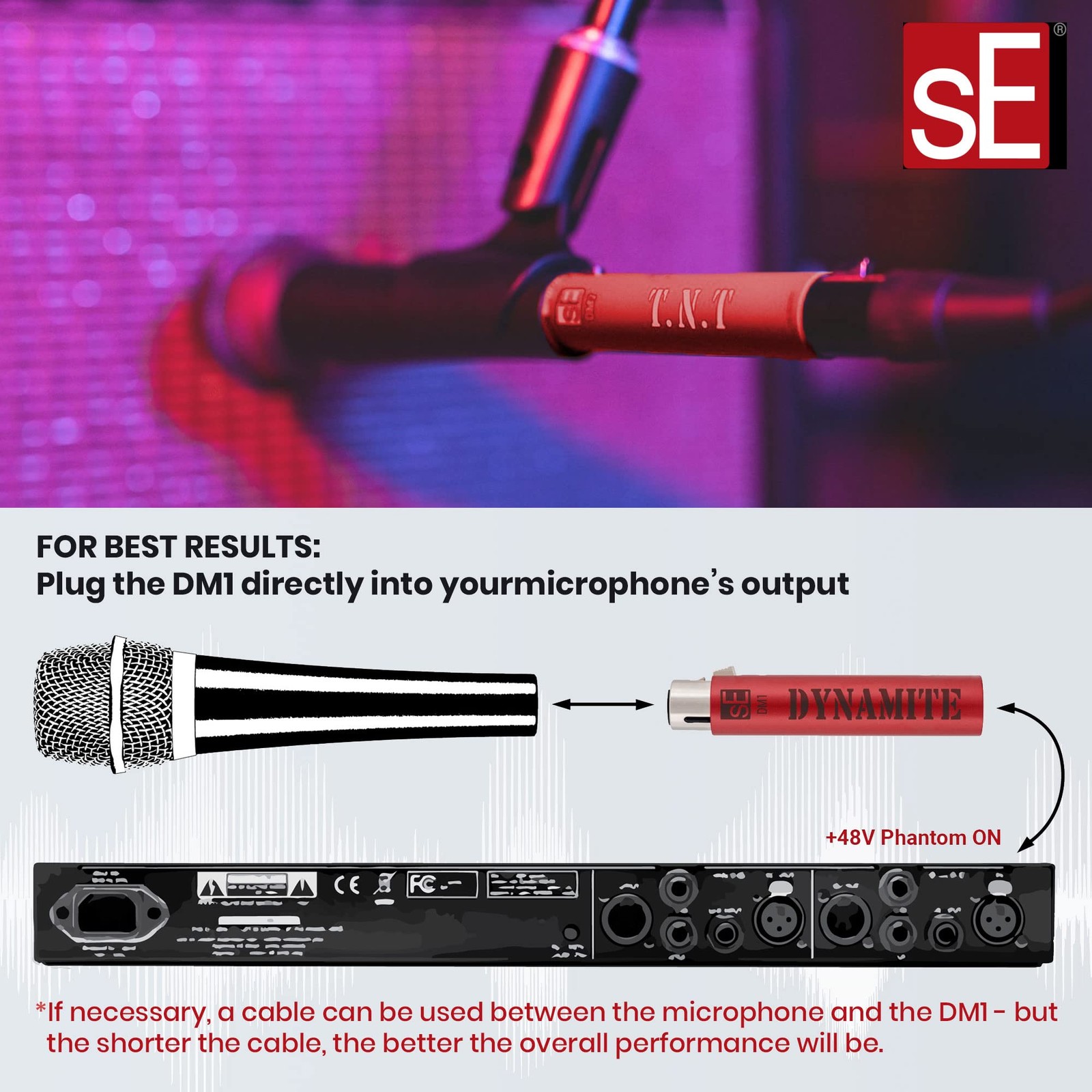 Active In-line Microphone Preamp with 28dB Gain & 2 XLR Cables Bundle