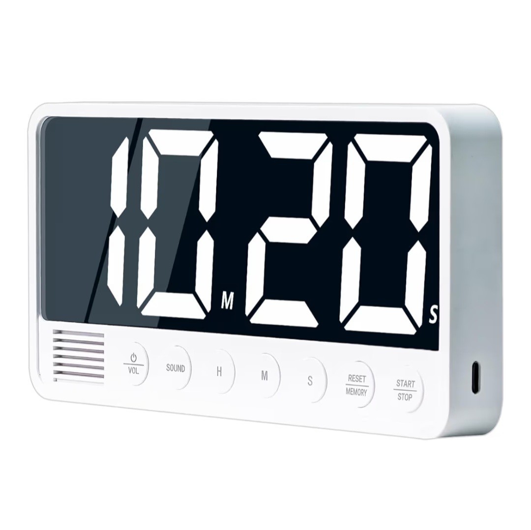Digital Kitchen Timer with 7.1” Extra Large Display, Rechargeable White