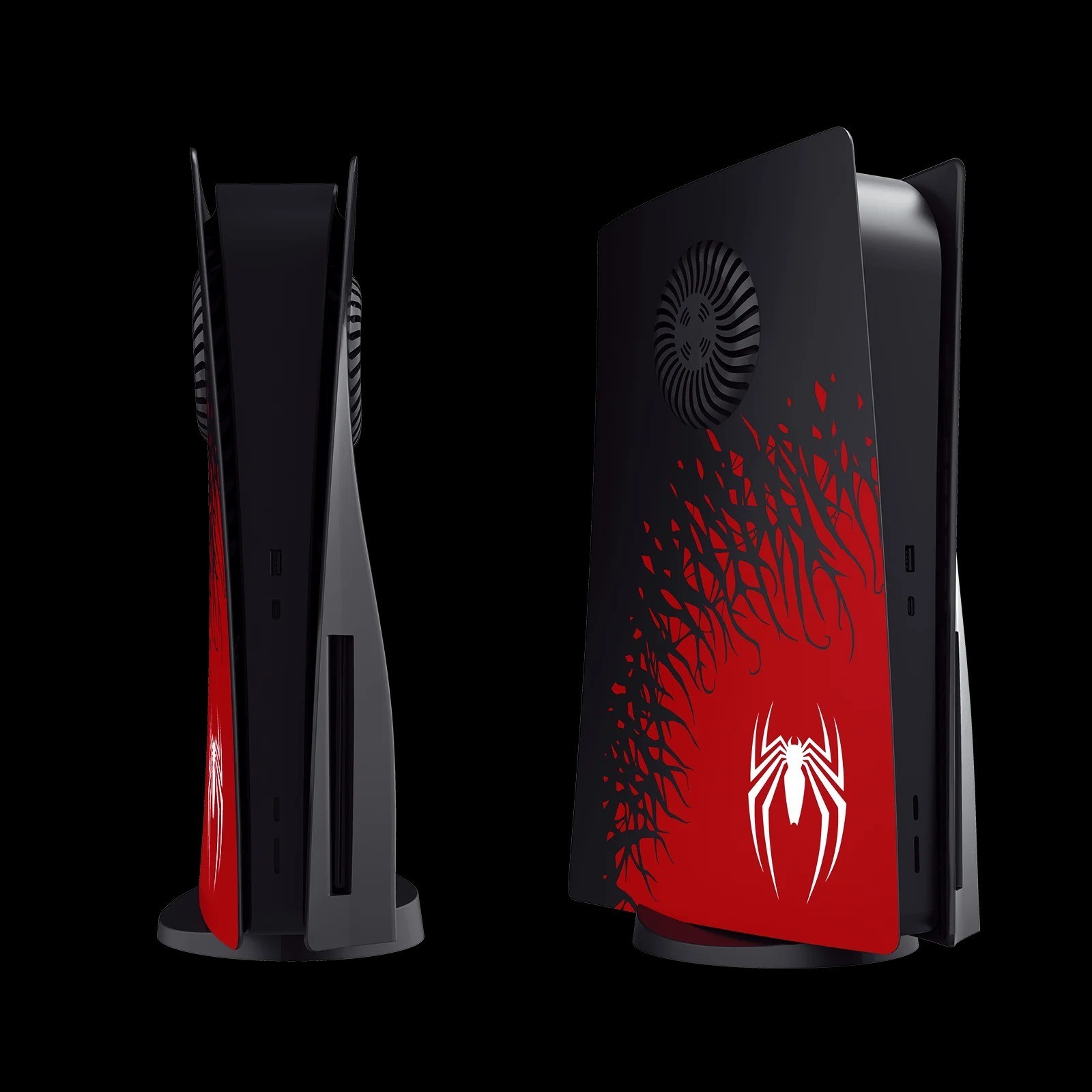SpiderMan PS5 Vent Plates Covers DISC VERSION Venom PlayStation, Red & Black Set