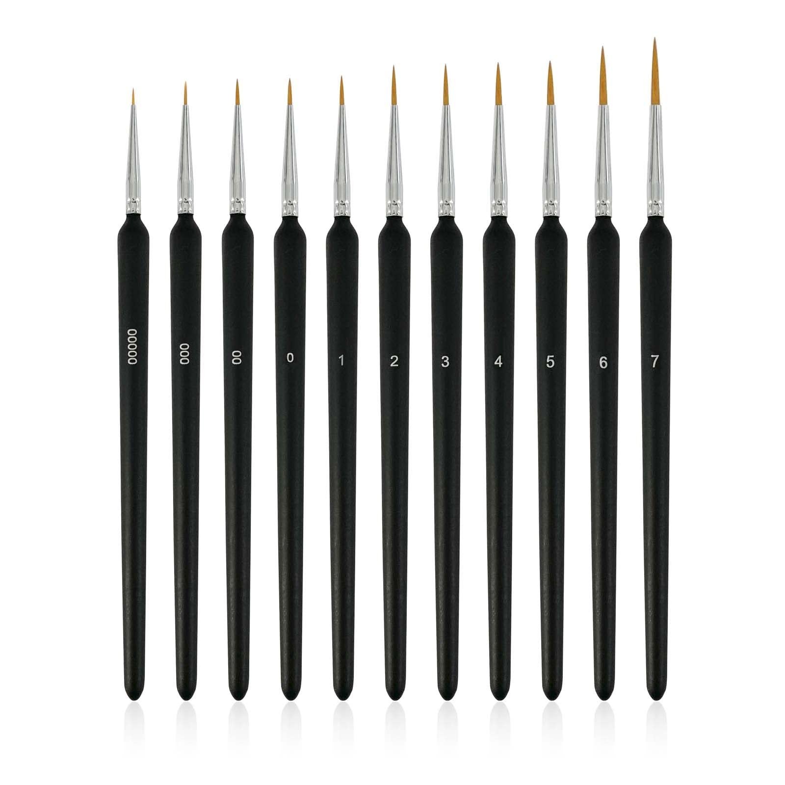 11 Pack Soft-Bristled Detail Outlining Brushes, Miniature Detail Paint Brushe...