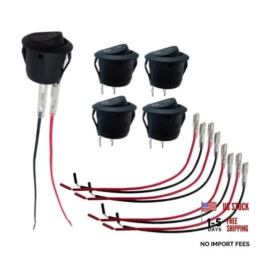 Pack-5 Round ON-Off Rocker Switch - 2nd Gear - 2 Pin Hot-Pressed Terminal
