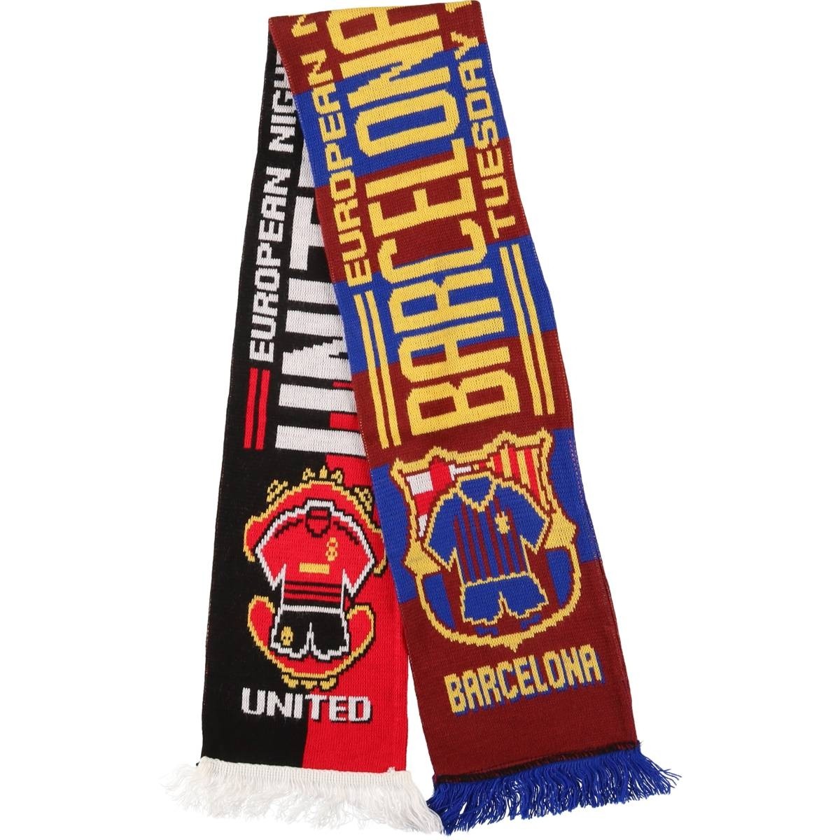 Vintage FC Barcelona FC Manchester United soccer acrylic scarf