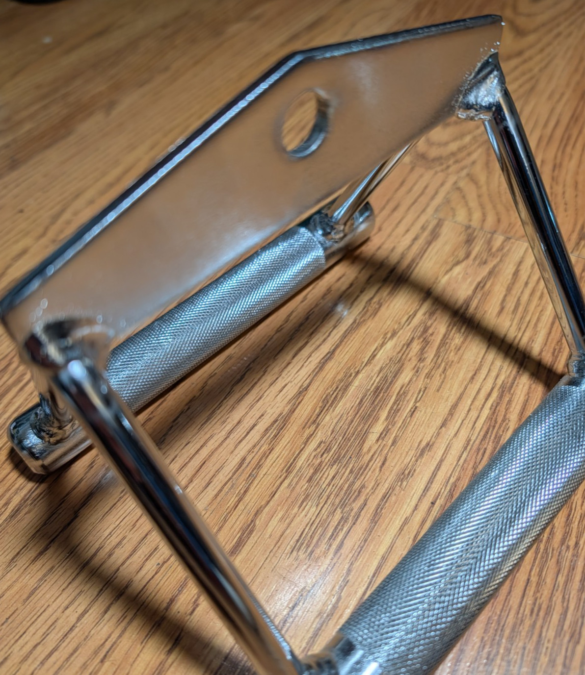 Lat Pulldown D Bar, Double Handle with Metal Grip, Chrome Color, NEW