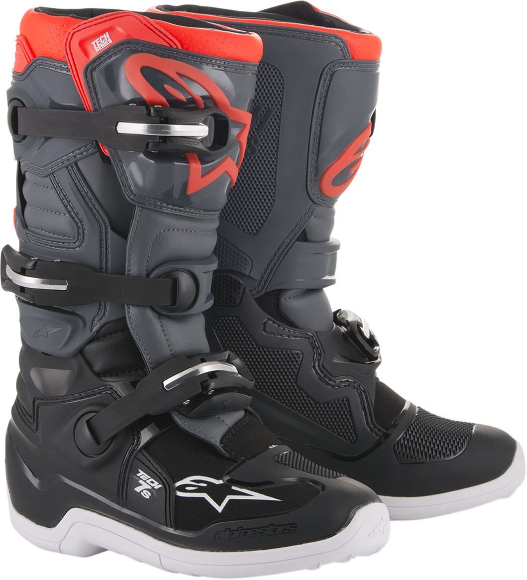 Alpinestars Youth Tech 7S Boots 6 Black/Dark Gray/Fluorescent Red 20150200000...