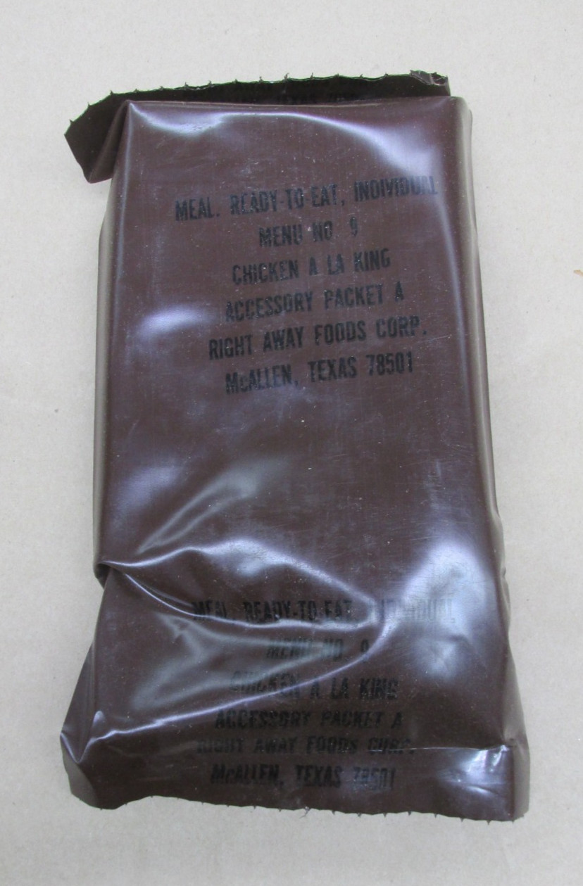Genuine Vintage U.S. Military 1980s Desert Storm Brown Bag MRE Chicken a La King