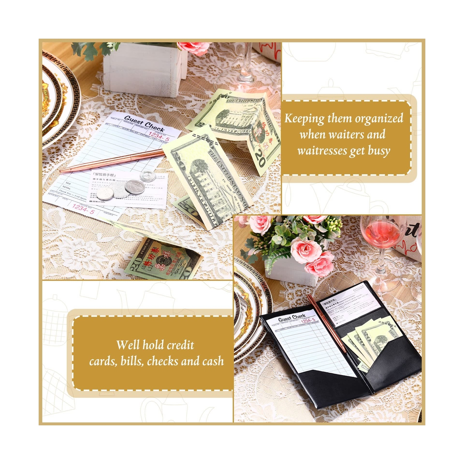 Amyhill 60 Pcs Check Presenters for Restaurants, Guest Bill Card Holders Rest...