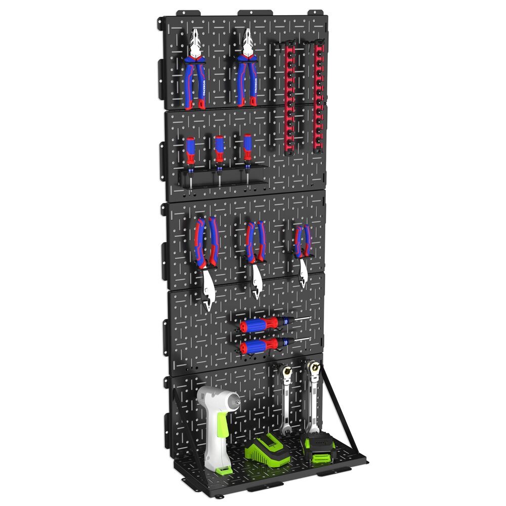 WORKPRO 16"x 16” Metal Peg Board 3PC Foldable Pegboard Steel Panel w/Round Holes