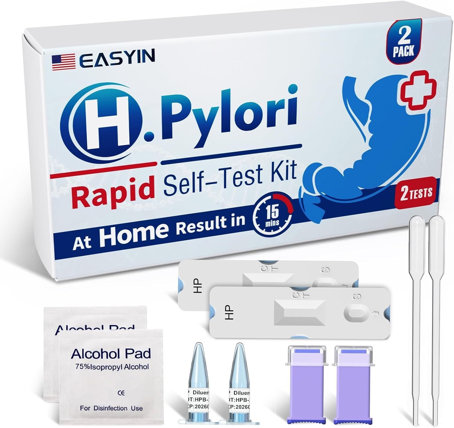 Highly Accurate 2 Pack H Pylori  Kit for Quick & Convenient Home Diagnostics