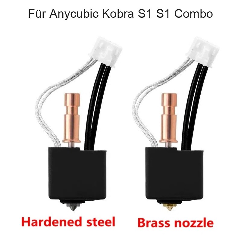 3D Printer For Anycubic Kobra S1/S1 Combo Hotend Kit Brass Hardened Steel Nozzle