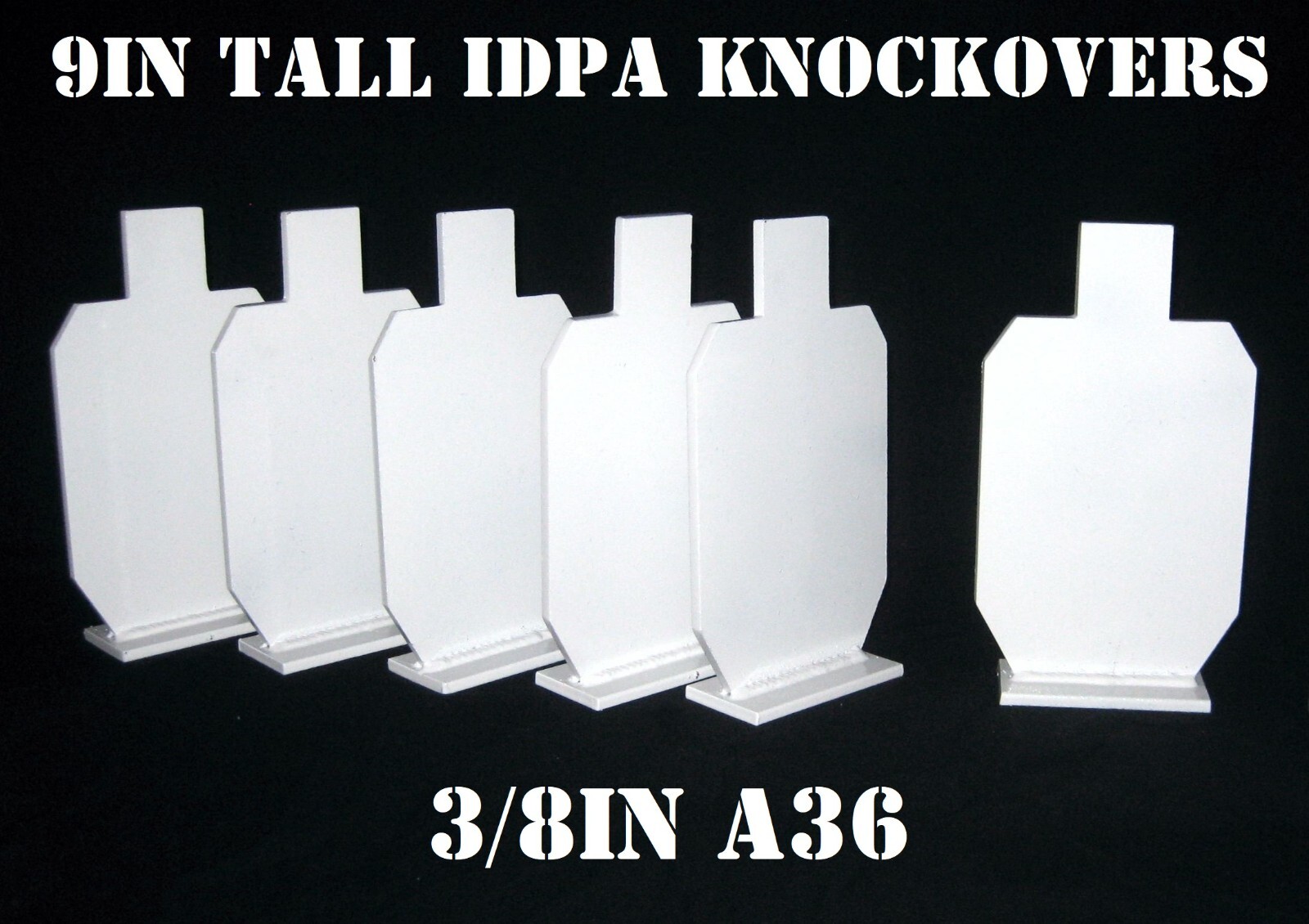 9in. IDPA Knockovers Targets - 3/8in. Thk. Pistol Targets - 6pc Steel Target Set