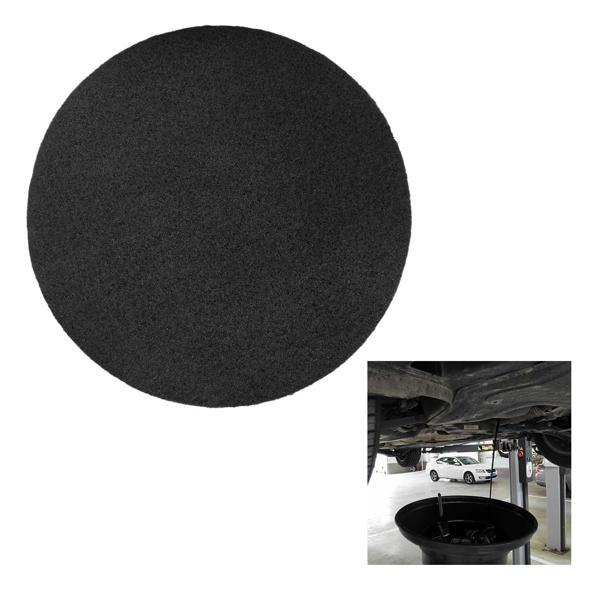 15'' Oil Drain Splash Pad, Round No Splatter Pad for 14.88×0.55 inch, Black