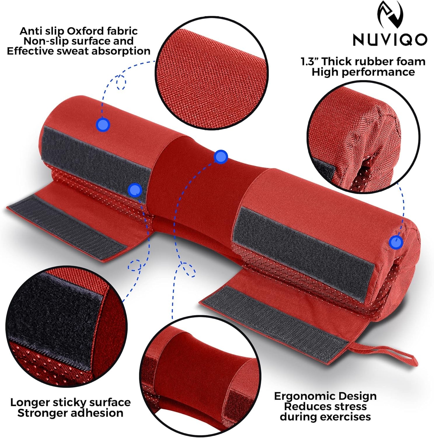 Barbell Squat Pad with Thick Foam and Nylon Padding - Neck & Shoulder Red