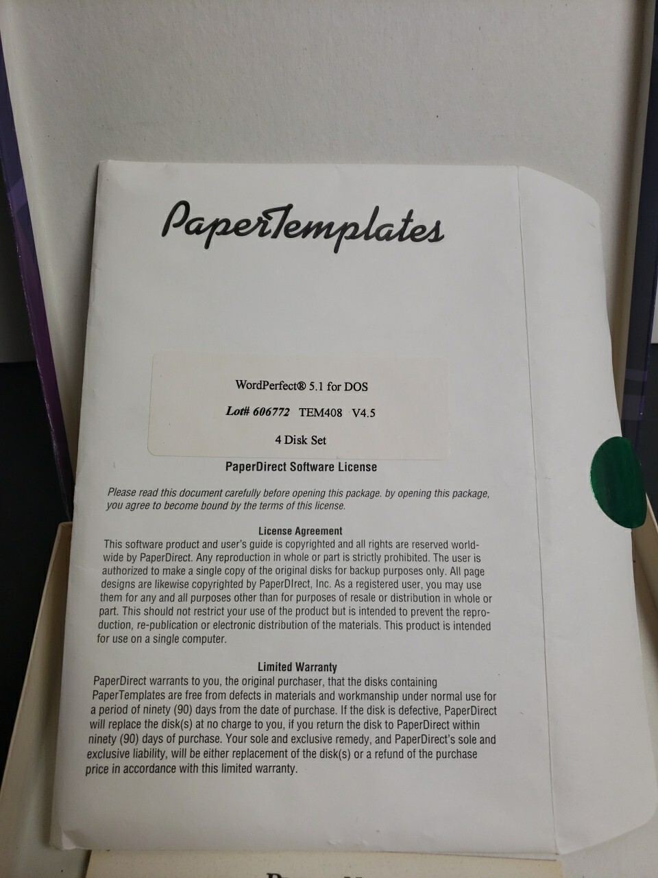 Paper Direct Paper Templates Software 4.5 For DOS RARE