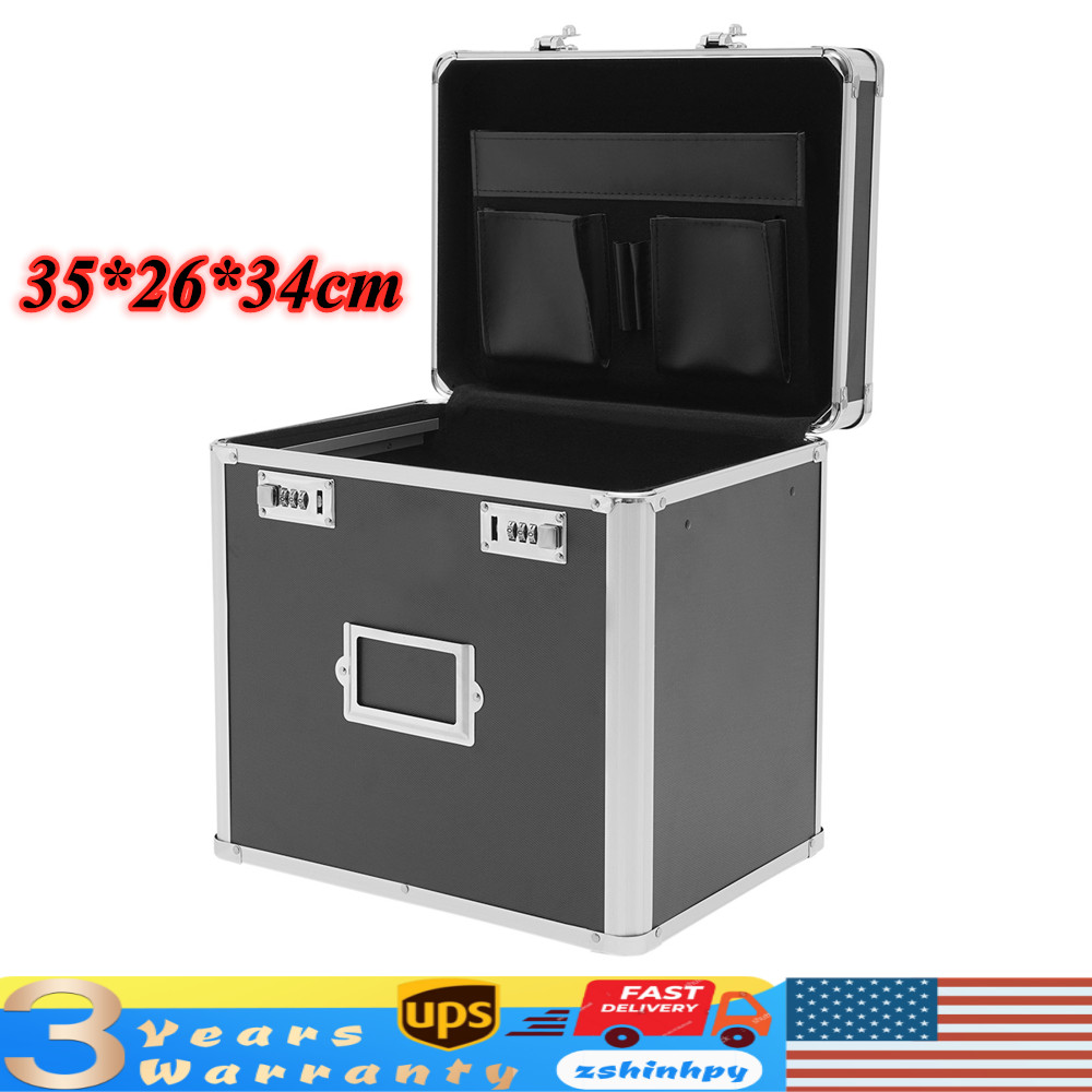 Portable Locking File Organizer Box for Home & Office Storage