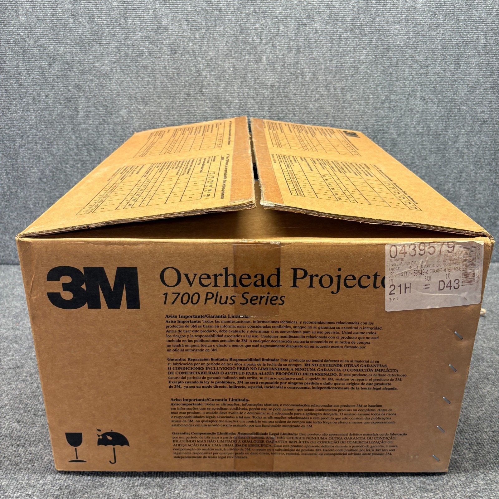 3M 1700 Plus Overhead Projector Model 1700 New Open Box