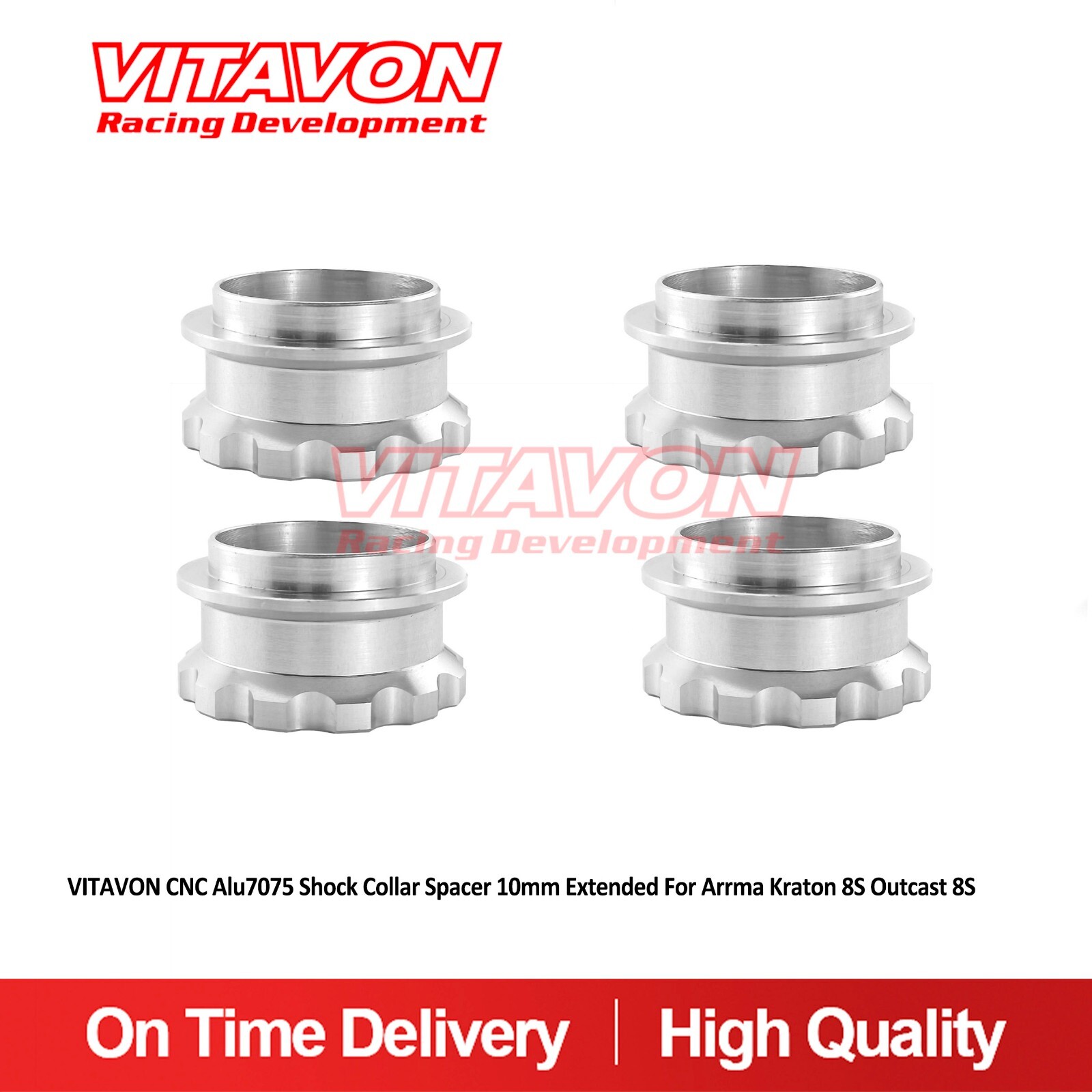 Vitavon  CNC Shock Collar Spacer 10mm Extended For Arrma Kraton 8S Outcast 8S
