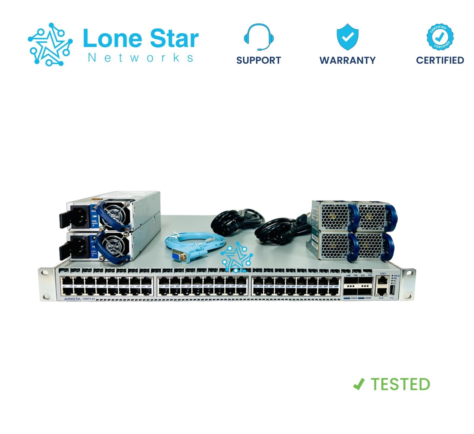 Arista DCS-7050TX-64-R 48x RJ45 1/10GBASE-T 4x QSFP+ Switch R-F+ Lifetime WRNTY