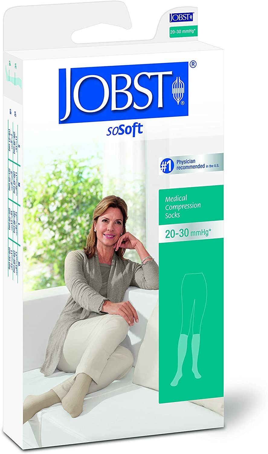JOBST SoSoft Brocade Pattern Knee High Socks 20-30mmHg (Black) Medium