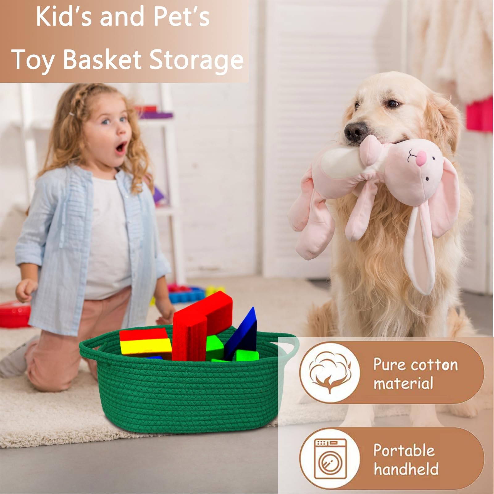 Poschnor Gift Basket with Gift Bags and Ribbons, Small Woven Rope Toy Storage...