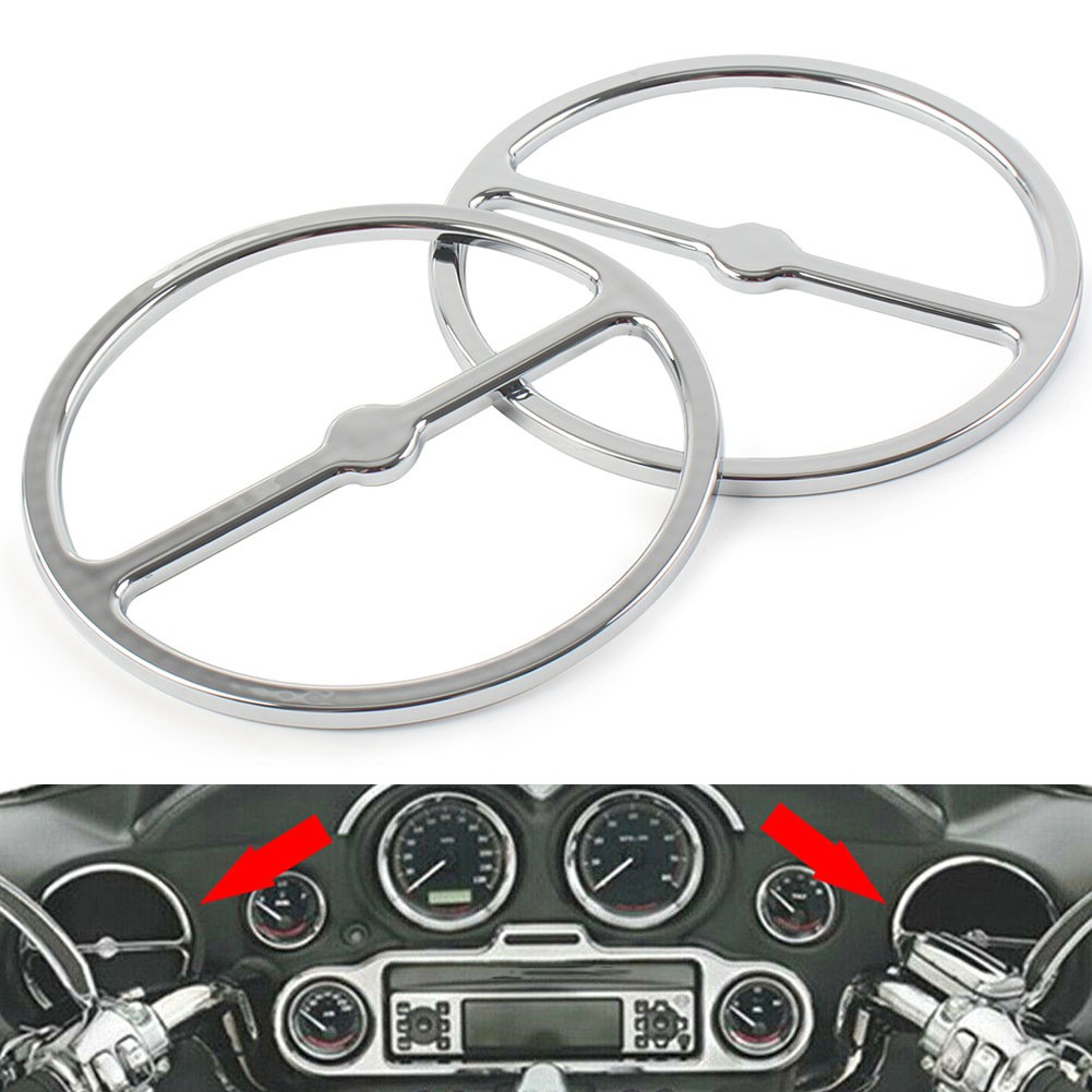 Speaker Trim Ring Cover Fit Harley Electra Tri Street Glide Left & Right Chrome