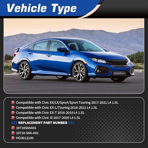 197105AAA01 Intercooler Compatible with Civic 1.5L L4 2016-2021 Replace 19710