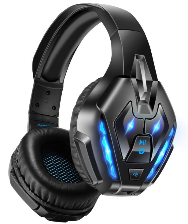 Auriculares gaming Bluetooth 5.3 con sonido estéreo y micrófono desmontable