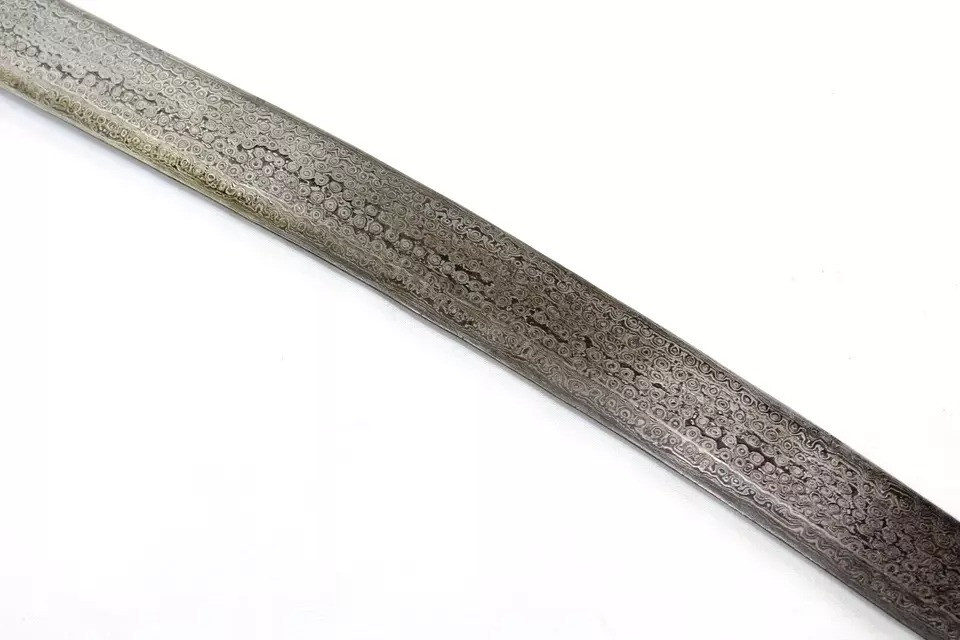 Salafa Sword Dagger Knife Silver Koftgiri Damascus Blade Handle D976