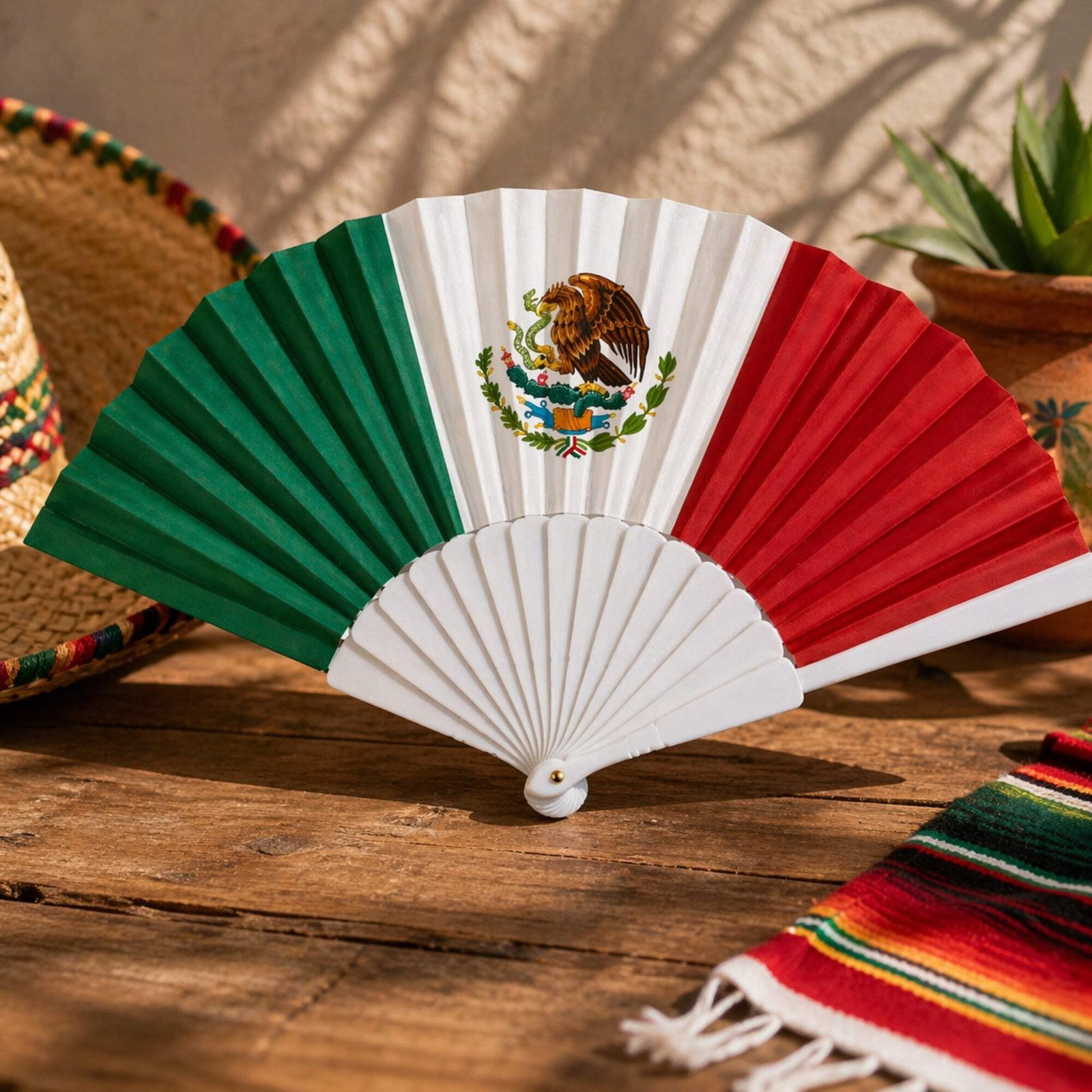 Mexico Flag Folding Hand Fan Portable Cooling Accessory