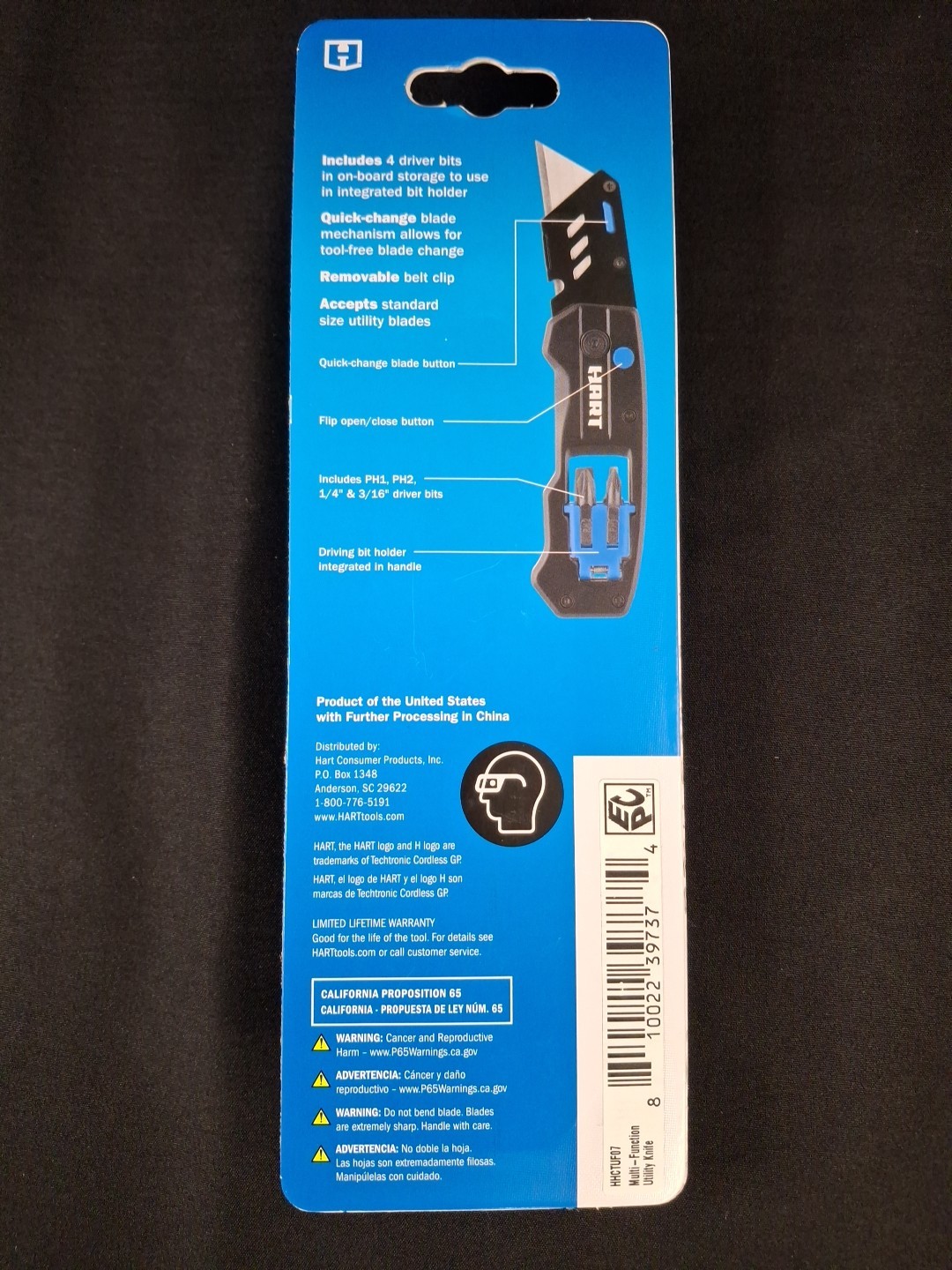 HART Folding Multi-Function Utility Knife Quick Change Blade Bit Storage **NEW**