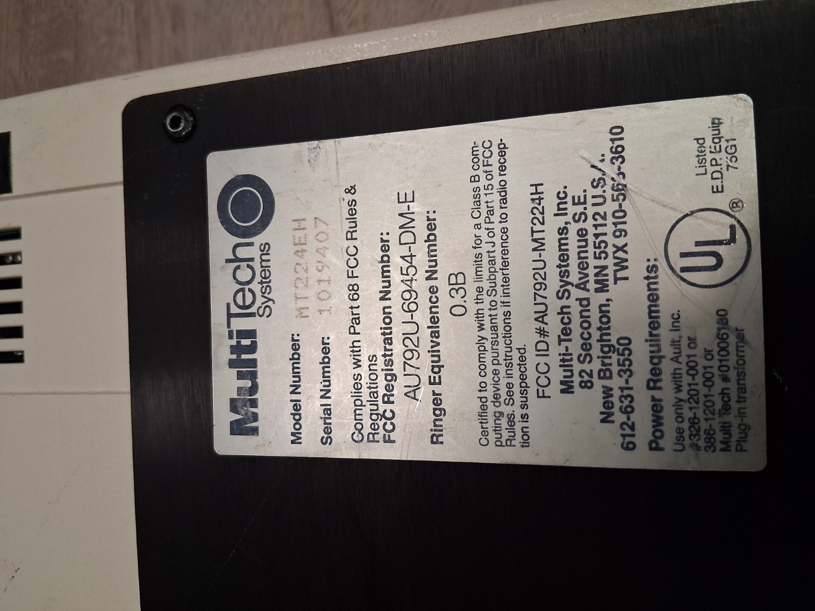 MultiTech Systems Multi Modem 224E 2400/1200/300 - No PSU & Untested
